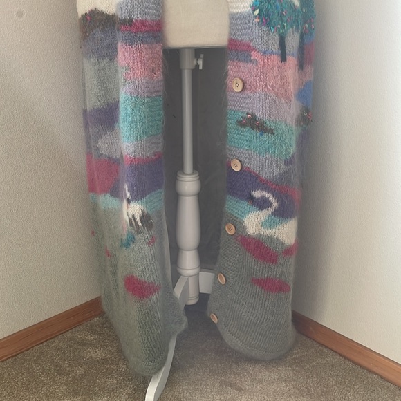 Susan Vale Floor Length Hand Knitted Sweater Mohair Pockets Lined Grandmacore - Picture 3 of 13